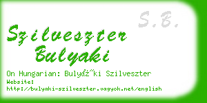 szilveszter bulyaki business card